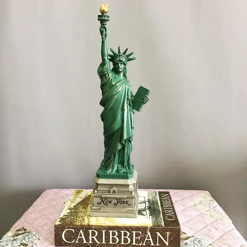 Green statue of liberty desk model office decor set