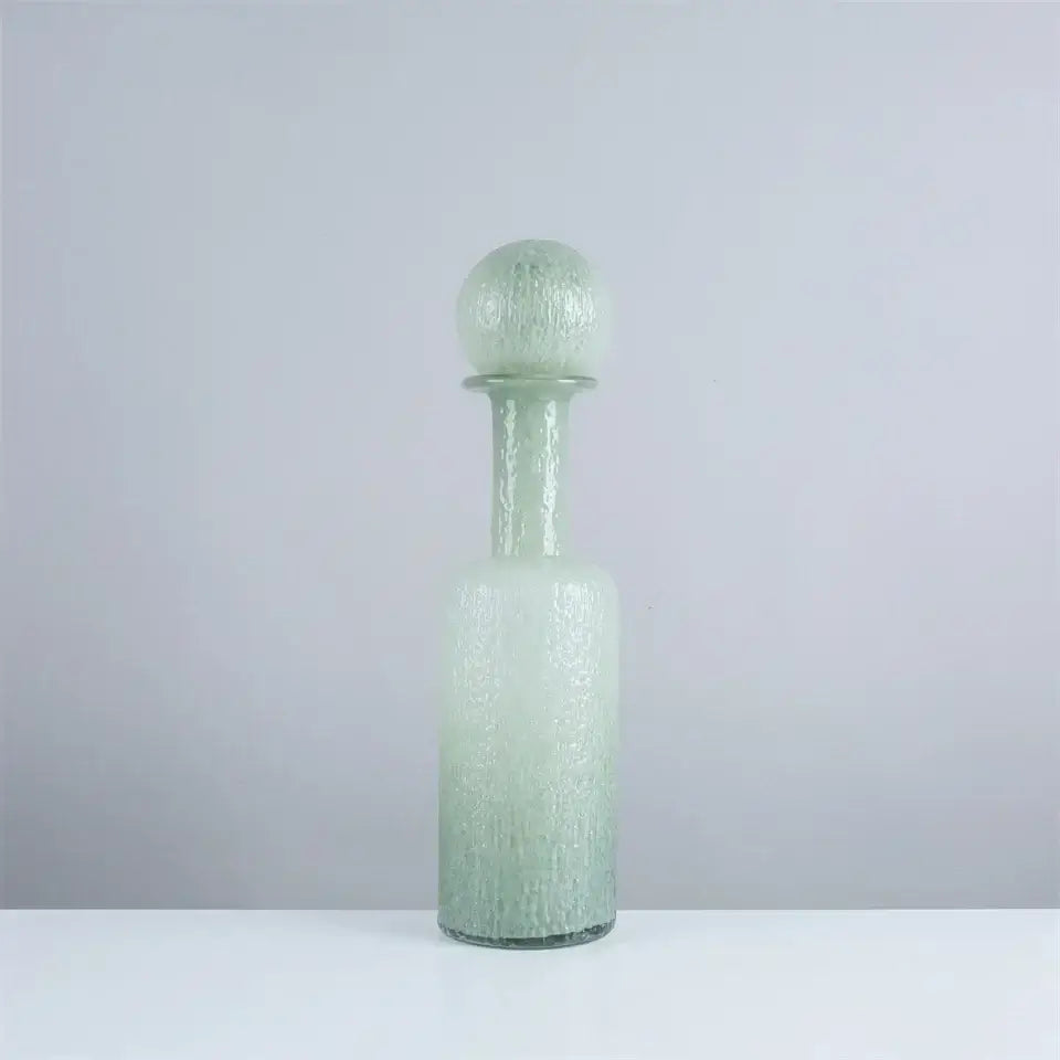 Grey round glass vase set with hammer lid stoppers living room