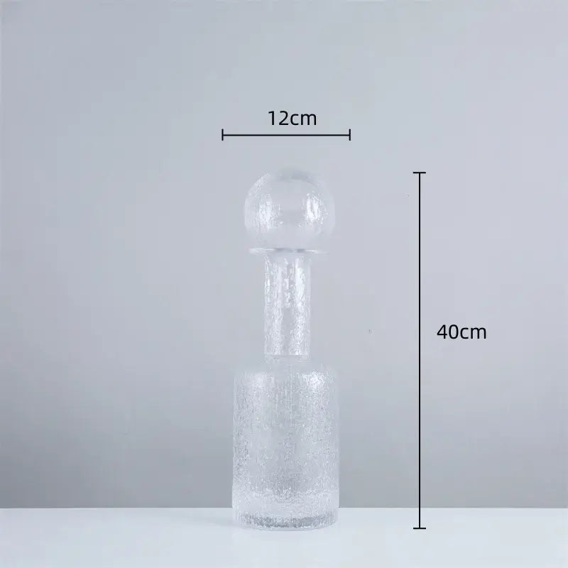 Grey round glass vase set with hammer lid stoppers living room