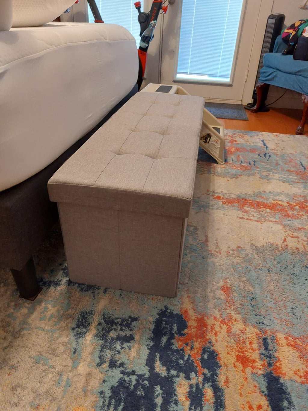Folding Ottoman, Storage Bench with Flip-up Lid, 21.1 Gal Capacity, Padded Seat, 29.9 x 15 x 15 Inches