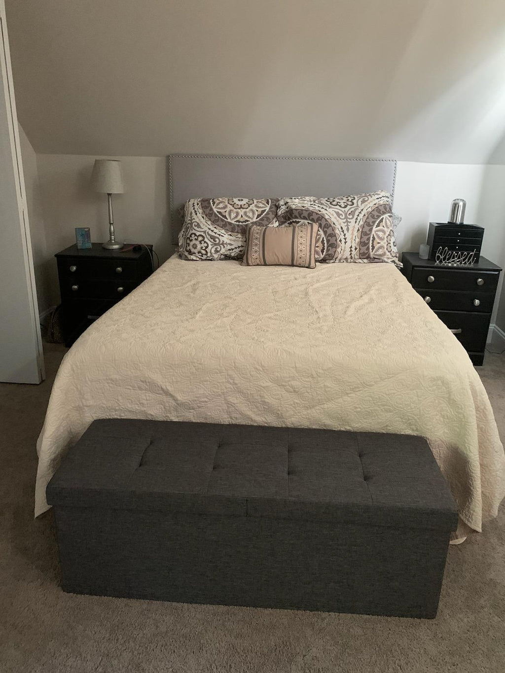 Folding Ottoman, Storage Bench with Flip-up Lid, 21.1 Gal Capacity, Padded Seat, 29.9 x 15 x 15 Inches
