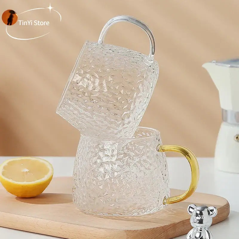DecorBites™ Borosilicate Glass Water Cup with Handle - Heat Insulation Lemon Tea & Juice Cup