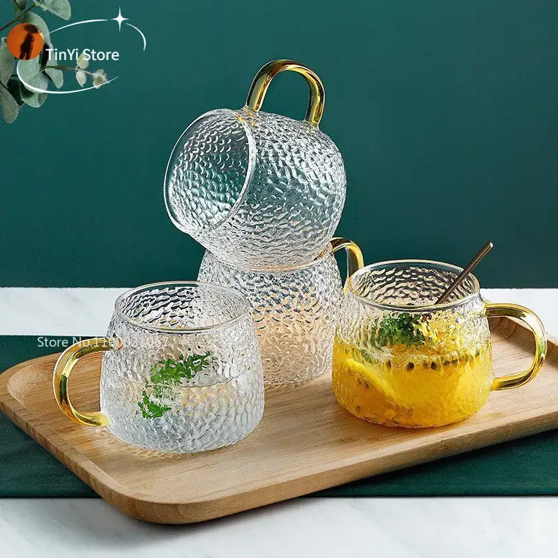 DecorBites™ Borosilicate Glass Water Cup with Handle - Heat Insulation Lemon Tea & Juice Cup