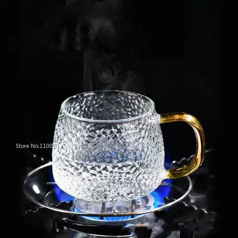 DecorBites™ Borosilicate Glass Water Cup with Handle - Heat Insulation Lemon Tea & Juice Cup