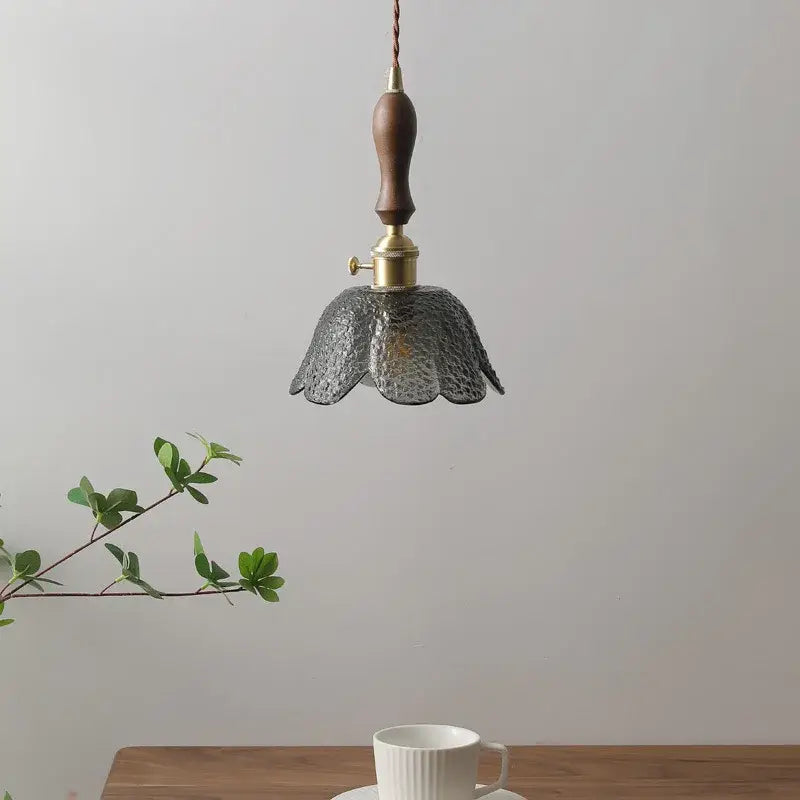 Hammered gray glass led pendant lamps for living room lighting