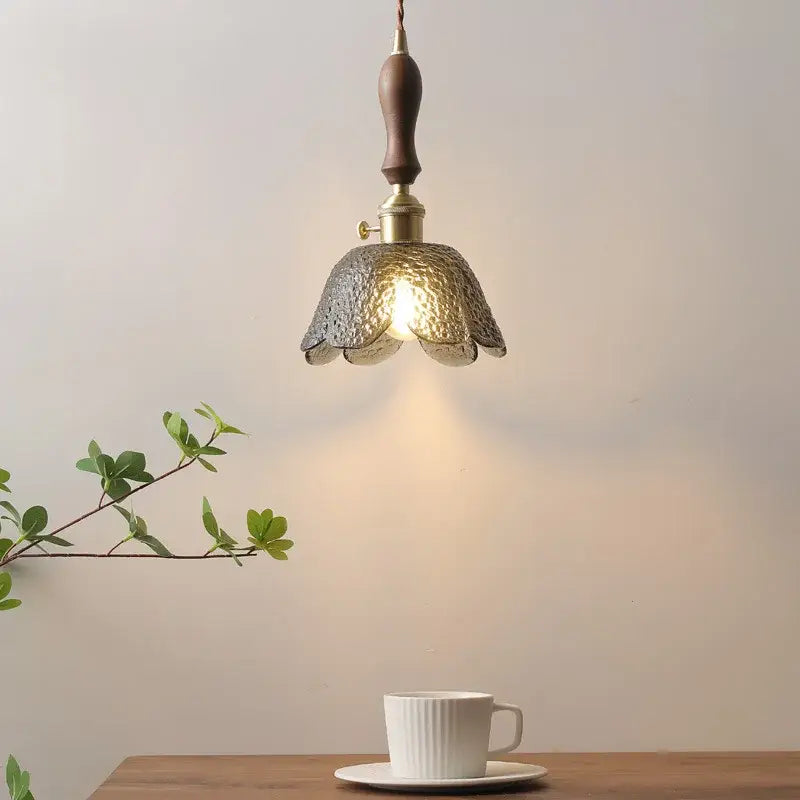 Hammered gray glass led pendant lamps for living room lighting