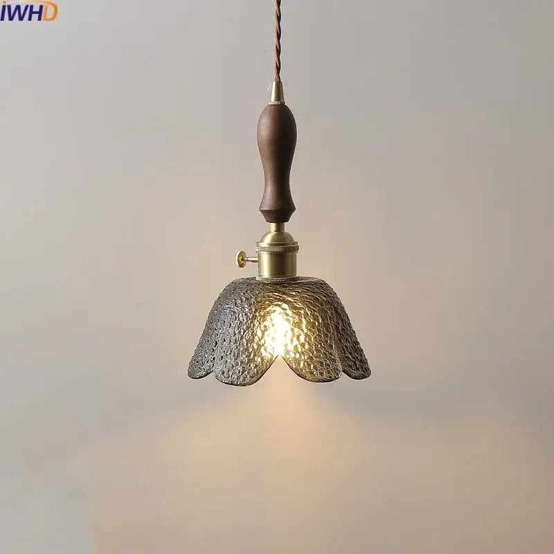 Hammered gray glass led pendant lamps for living room lighting