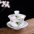 DecorBites™ Blue & White Porcelain Gaiwan Tea Set Puer Tea Cups Soup Bowl with Lid