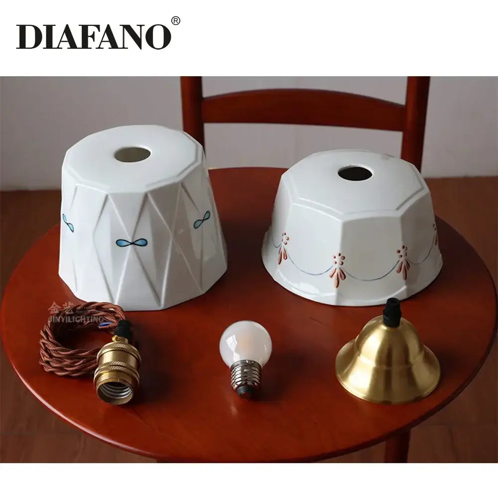 Hand painted cream decorbites ceramic pendant light dining room