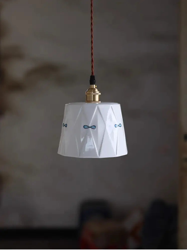 Hand painted cream decorbites ceramic pendant light dining room
