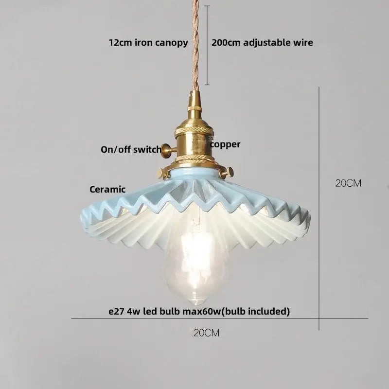 Hand painted white ceramic copper pendant light kitchen fixture