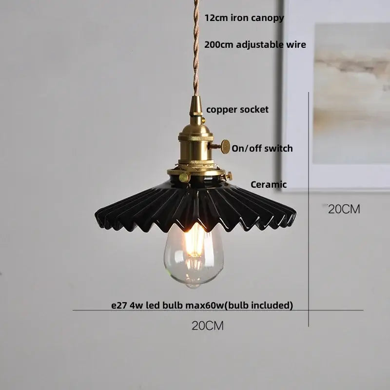 Hand painted white ceramic copper pendant light kitchen fixture