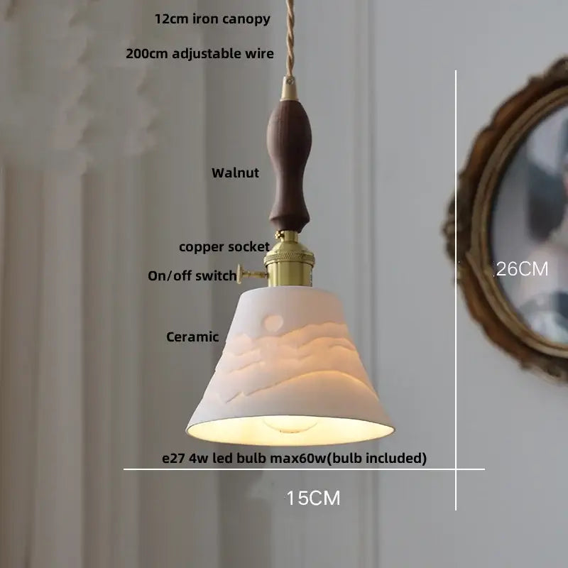 Hand painted white ceramic copper pendant light kitchen fixture