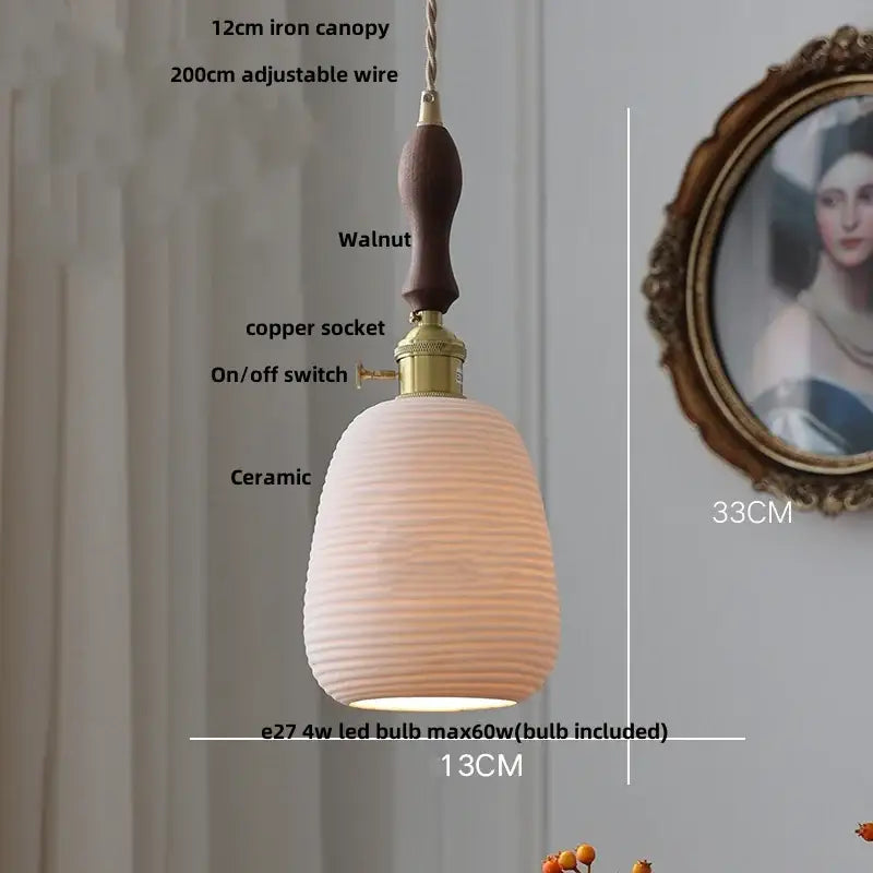 Hand painted white ceramic copper pendant light kitchen fixture