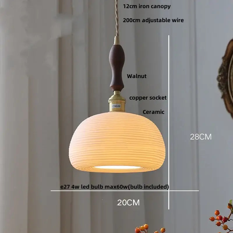 Hand painted white ceramic copper pendant light kitchen fixture