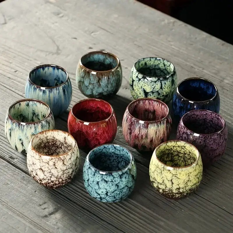 Handcrafted crackle glaze kung fu tea cup set dining room drinkware