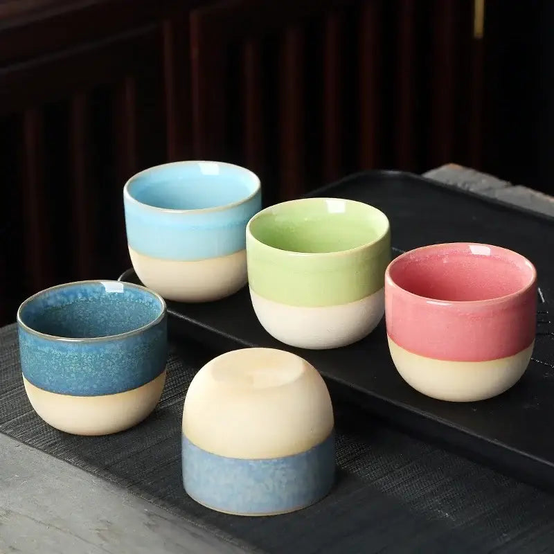 Handcrafted gradient ceramic kung fu tea cup set dining room drinkware