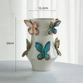 Handmade white butterfly ceramic vase living room floral decor