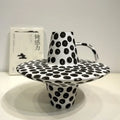 Handpainted black & white dots ceramic mug and saucer kitchen set