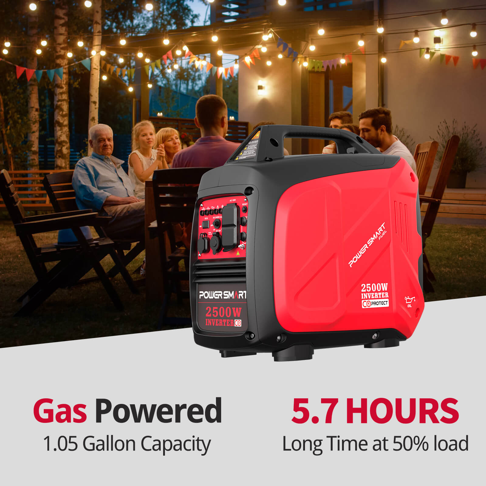 2500W inverter Gas Generator w/ CO Alert HB5020-W