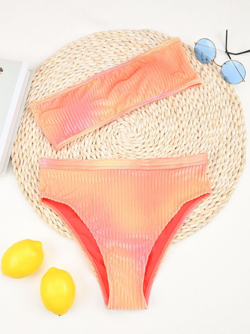 High Waist Bikinis Women Swimsuit Women High Waist Bikini Set Sports Bright Color Swimsuit Scoop Neck Cute Bathing Suit Swimwear Female Push Up Bikini Set Bathing Suit For Women