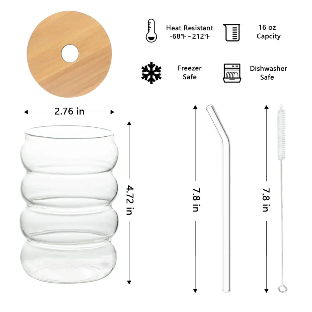 Honeycomb creative glass cup set with bamboo lid – kitchen tumblers