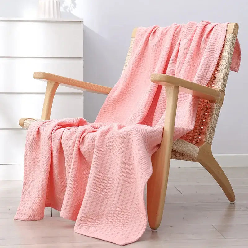 DecorBites™ Honeycomb Waffle Cotton Blankets - Ideal for Beds, Sofas, Travel, and Picnics