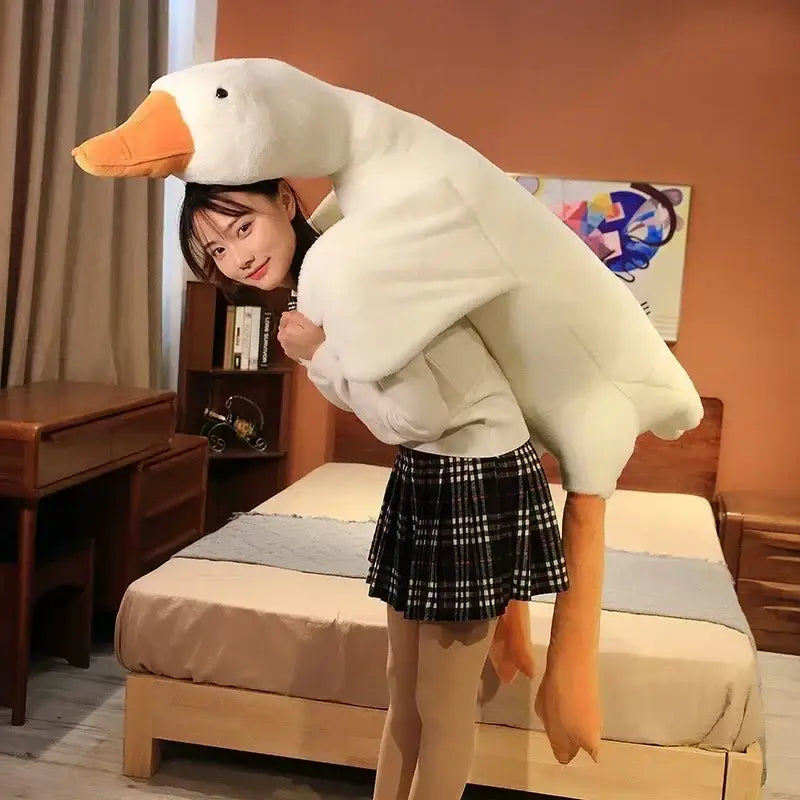 Huge goose body pillow plush white stuffed animal bedroom decor