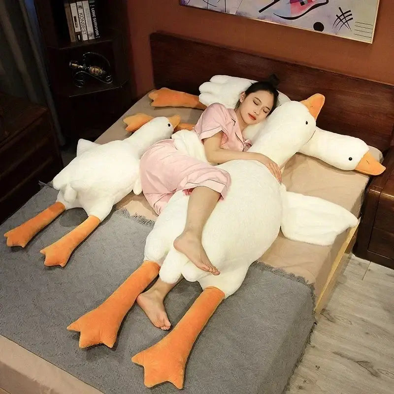 Huge goose body pillow plush white stuffed animal bedroom decor