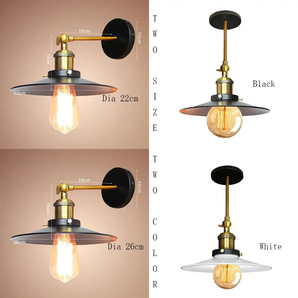 Industrial adjustable wall light for kitchen brass and black sconce