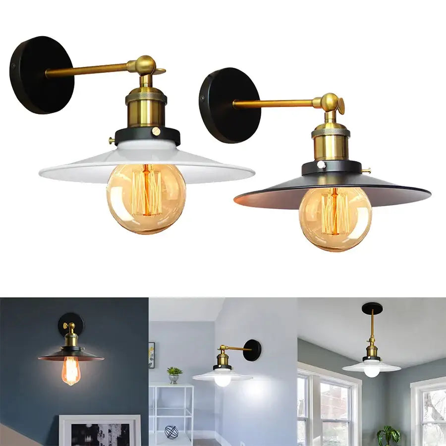 Industrial adjustable wall light for kitchen brass and black sconce