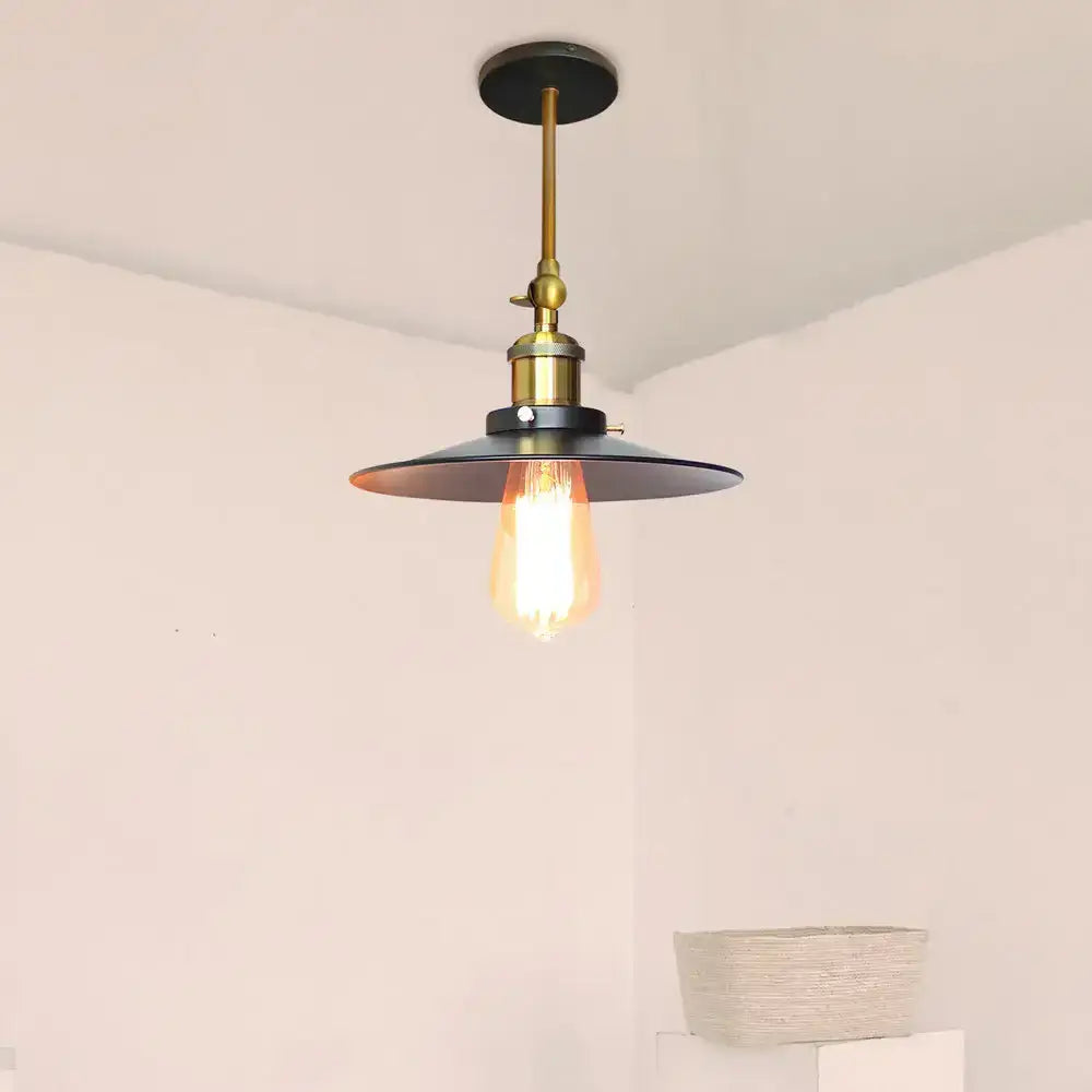 Industrial adjustable wall light for kitchen brass and black sconce