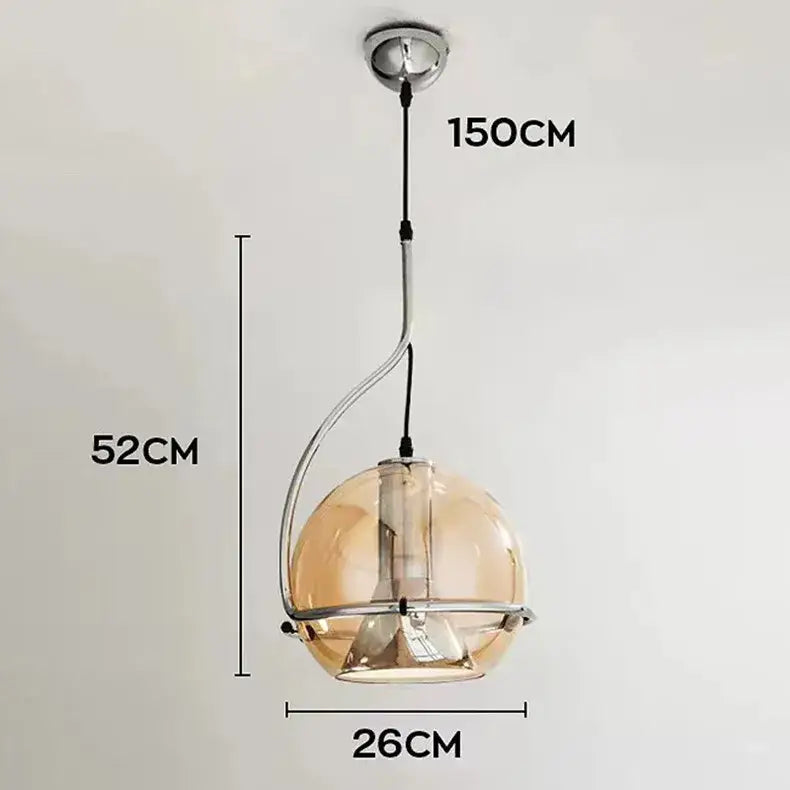 Industrial amber glass pendant light – kitchen chrome chandelier