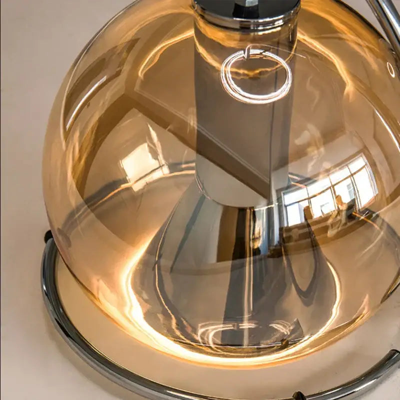 Industrial amber glass pendant light – kitchen chrome chandelier