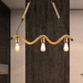 DecorBites™ Stylish Loft Hanging Island Light with Exposed Bulbs, Rope Design & 3 Lights in Beige for Dining Room