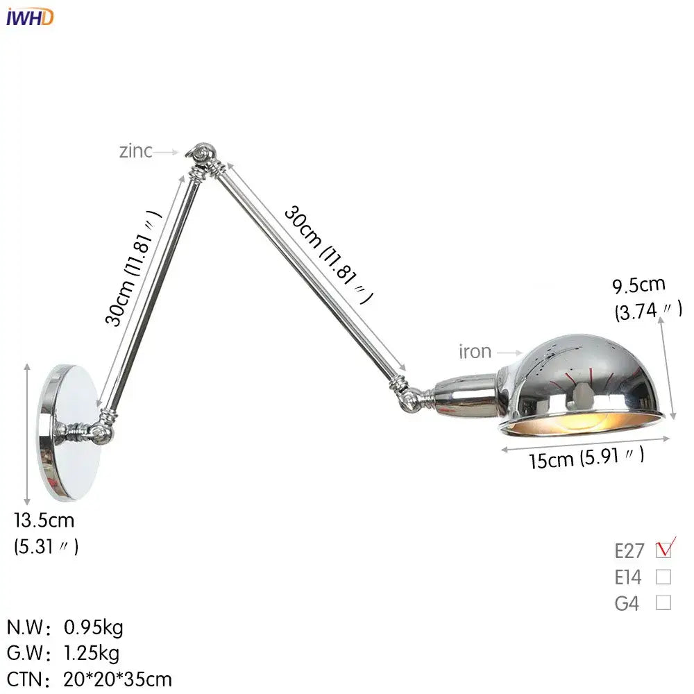 Industrial black 3 head adjustable wall sconce bedroom light