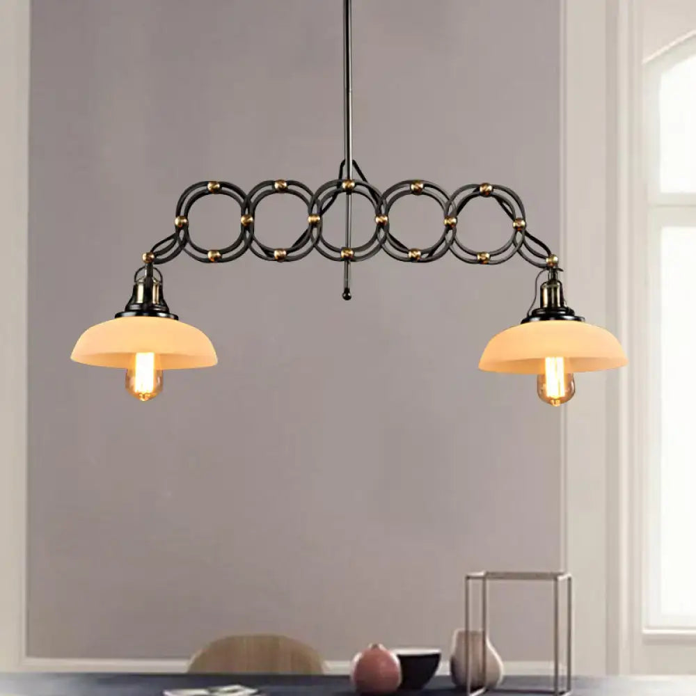DecorBites™ Industrial Opal Glass Pendant Light Kit - Adjustable Dome Design, 2 Lights - Brass Hanging Lamp for Kitchen Island