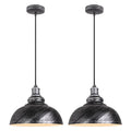 Industrial black and copper pendant lights set of 2 dining room