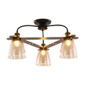 DecorBites™ Industrial Cognac Glass Bell Semi Flush Ceiling Lamp (3/5/6 Heads) in Aged Brass - Perfect for Living Room