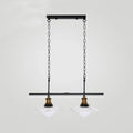 Industrial black & brass kitchen island light fixture with glass shades