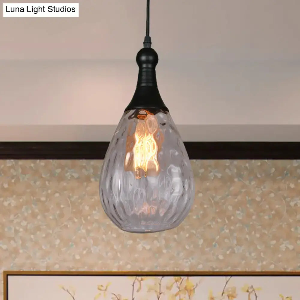 Industrial black & brass smoked glass pendant ceiling light bedroom