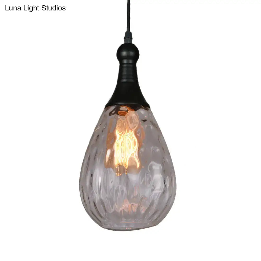 Industrial black & brass smoked glass pendant ceiling light bedroom