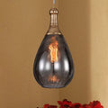 Industrial black & brass smoked glass pendant ceiling light bedroom