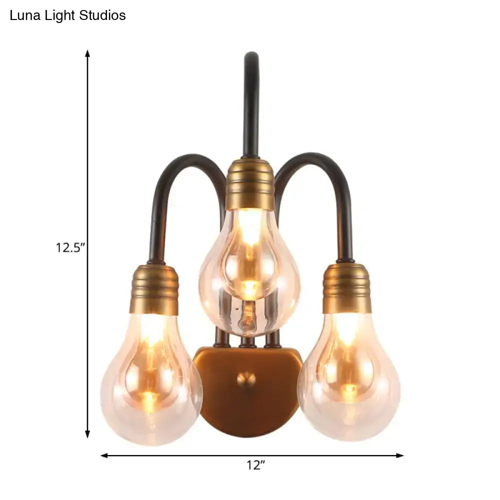 Industrial black & brass wall lamp – bedroom led light fixture
