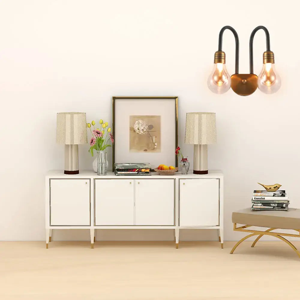 Industrial black & brass wall lamp – bedroom led light fixture