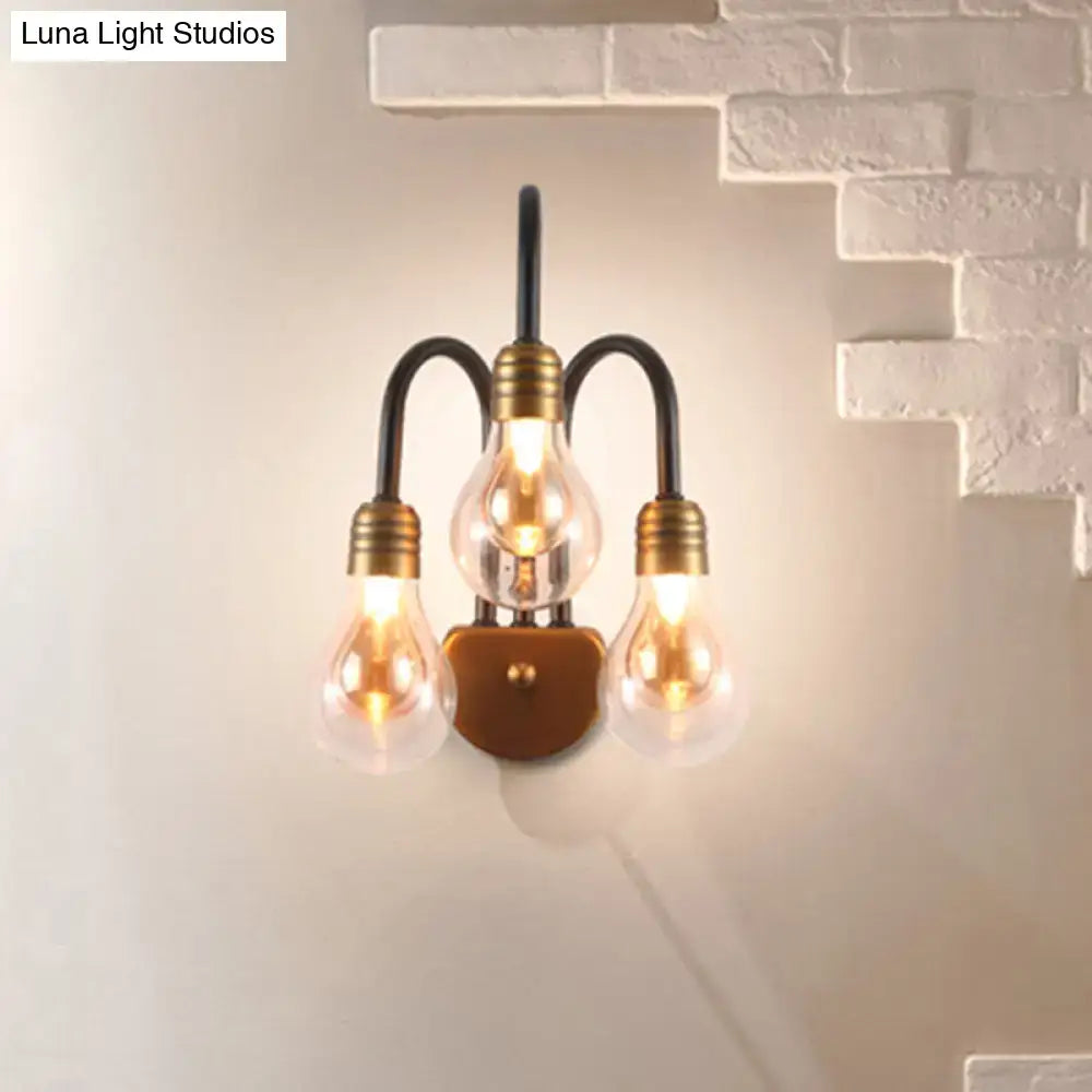 Industrial black & brass wall lamp – bedroom led light fixture