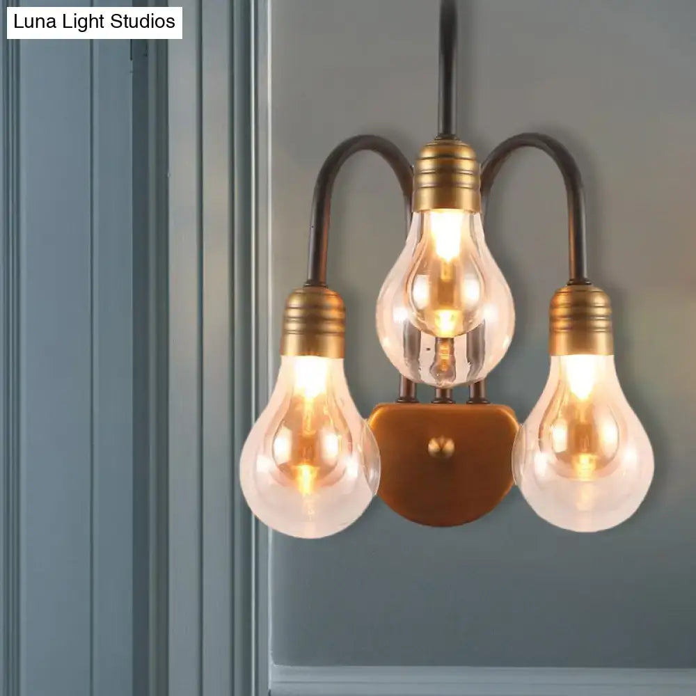 Industrial black & brass wall lamp – bedroom led light fixture