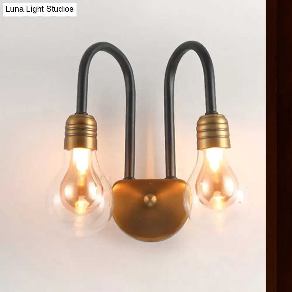 Industrial black & brass wall lamp – bedroom led light fixture