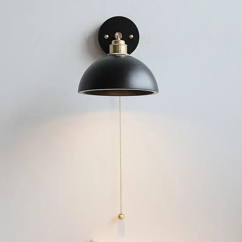 DecorBites™ LED Wall Light Fixture Modern Black Wood Copper Sconce