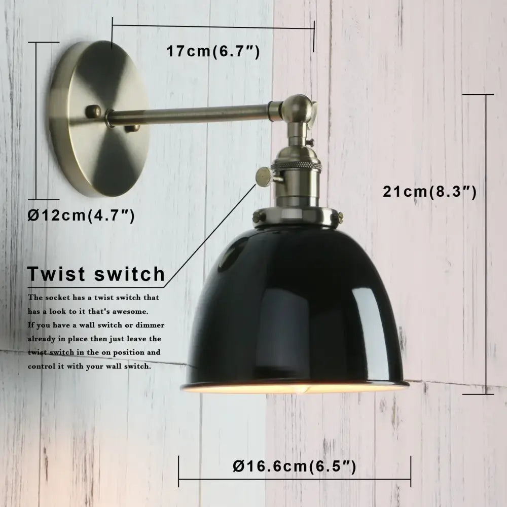 Industrial black & brushed nickel wall sconce bedroom adjustable arm